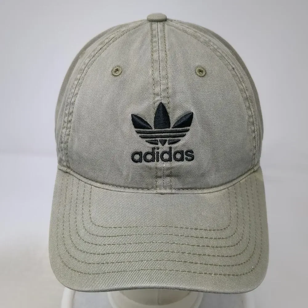 Adidas Baseball Cap Green One Size Cotton Trefoil Logo Strapback Curved Brim Hat